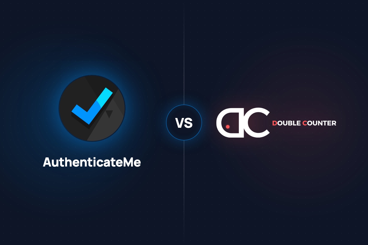The AuthenticateMe logo facing the Double Counter logo across a VS badge
